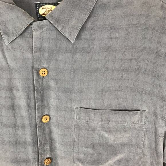 Tommy Bahama Button Down Shirt Short Sleeve Blue Mens Sz Med Textured Rayon - Picture 4 of 8